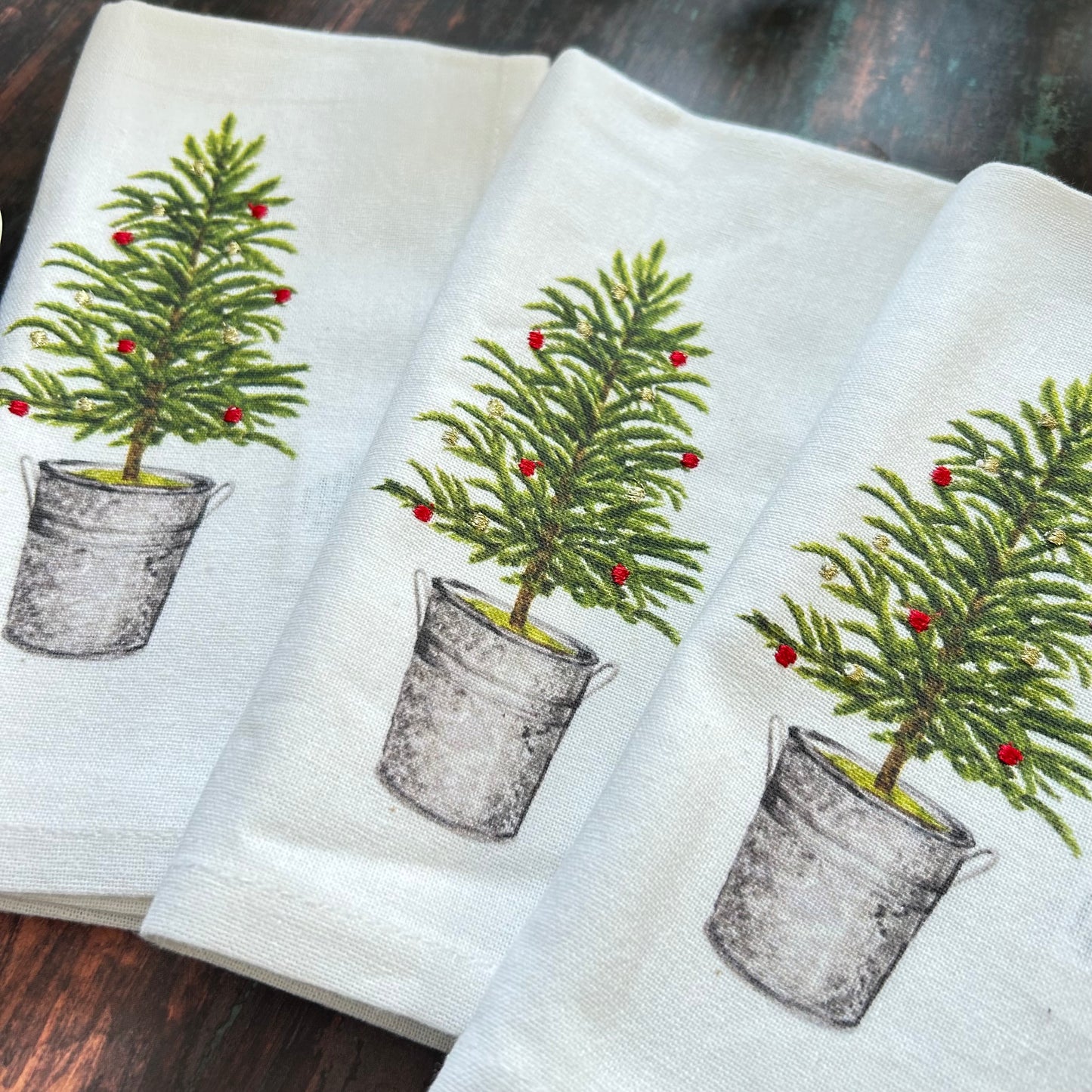 Embroidered Tree Napkin