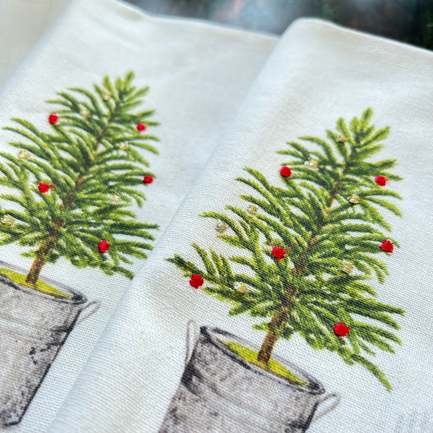 Embroidered Tree Napkin