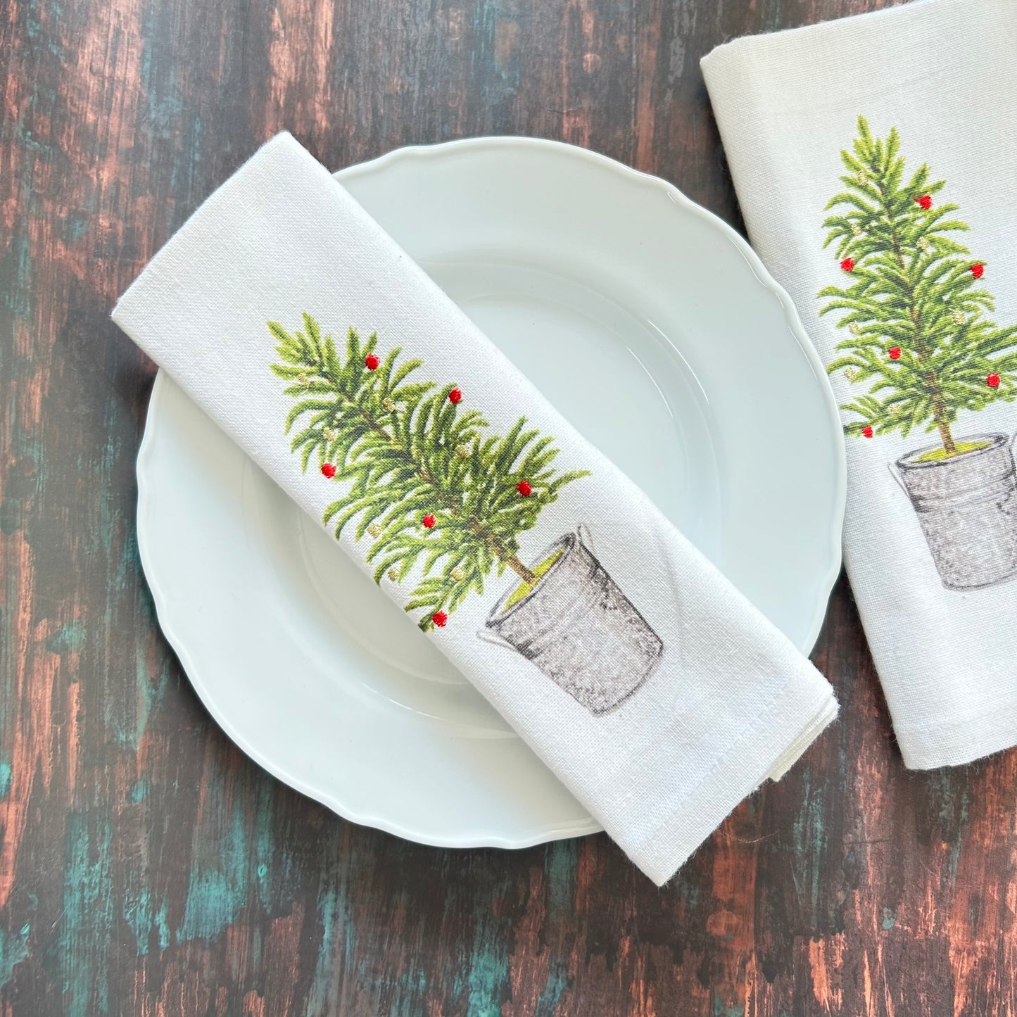 Embroidered Tree Napkin