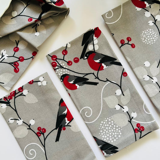 Christmas Cardinal Grey Napkin