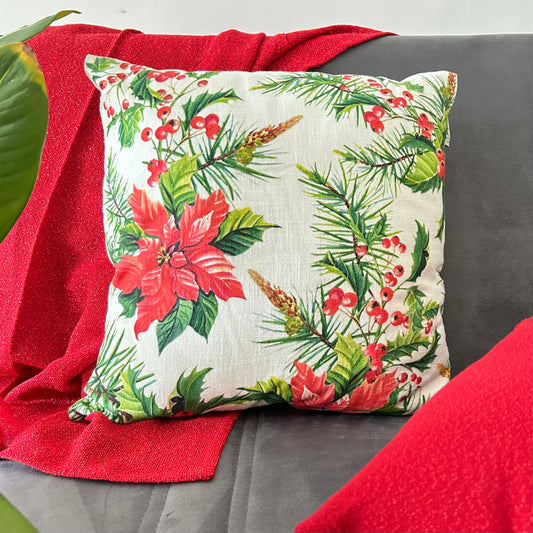 Poinsettia Cushion Cover