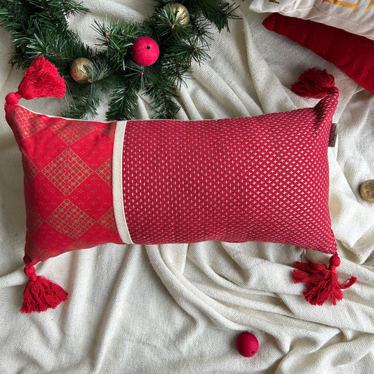 Red Embroidery Pachwork Cushion Cover