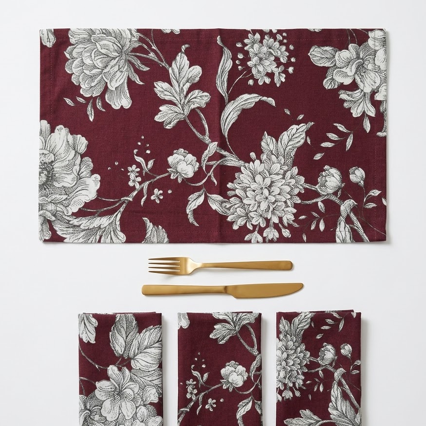 Imperial Bloom Napkin - Merlot
