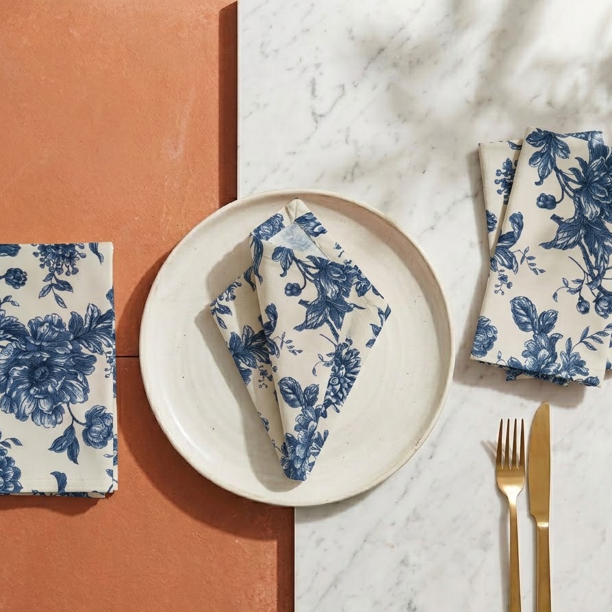 Imperial Bloom Napkin - Sapphire