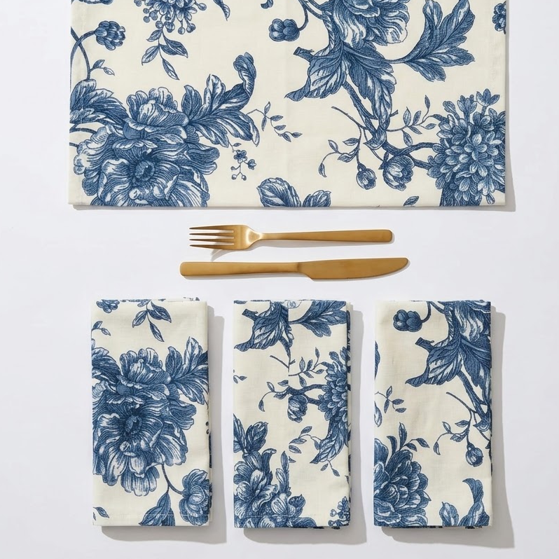 Imperial Bloom Napkin - Sapphire