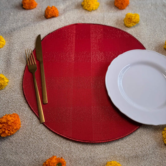 Red Glimmer Check Placemat (6 pcs set)