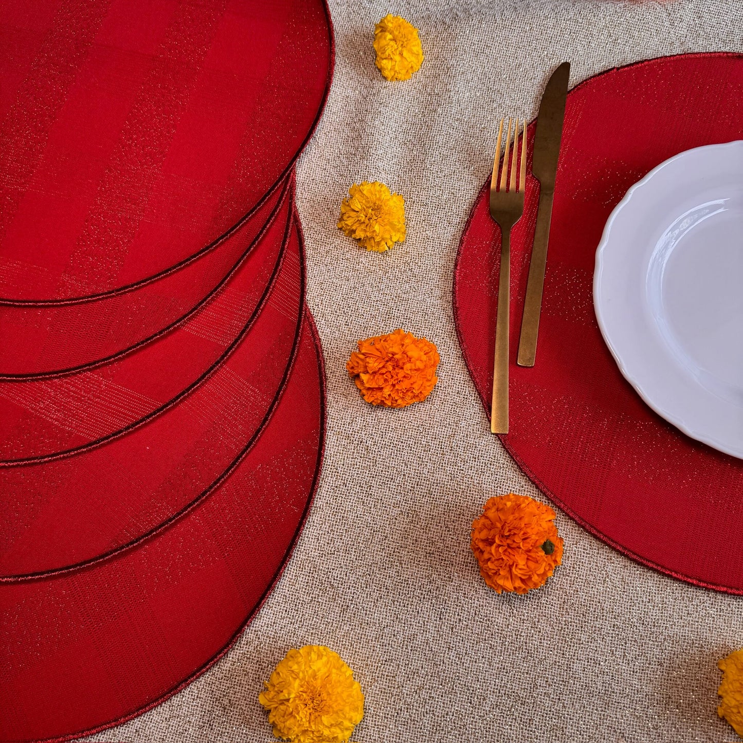 Red Glimmer Check Placemat (6 pcs set)