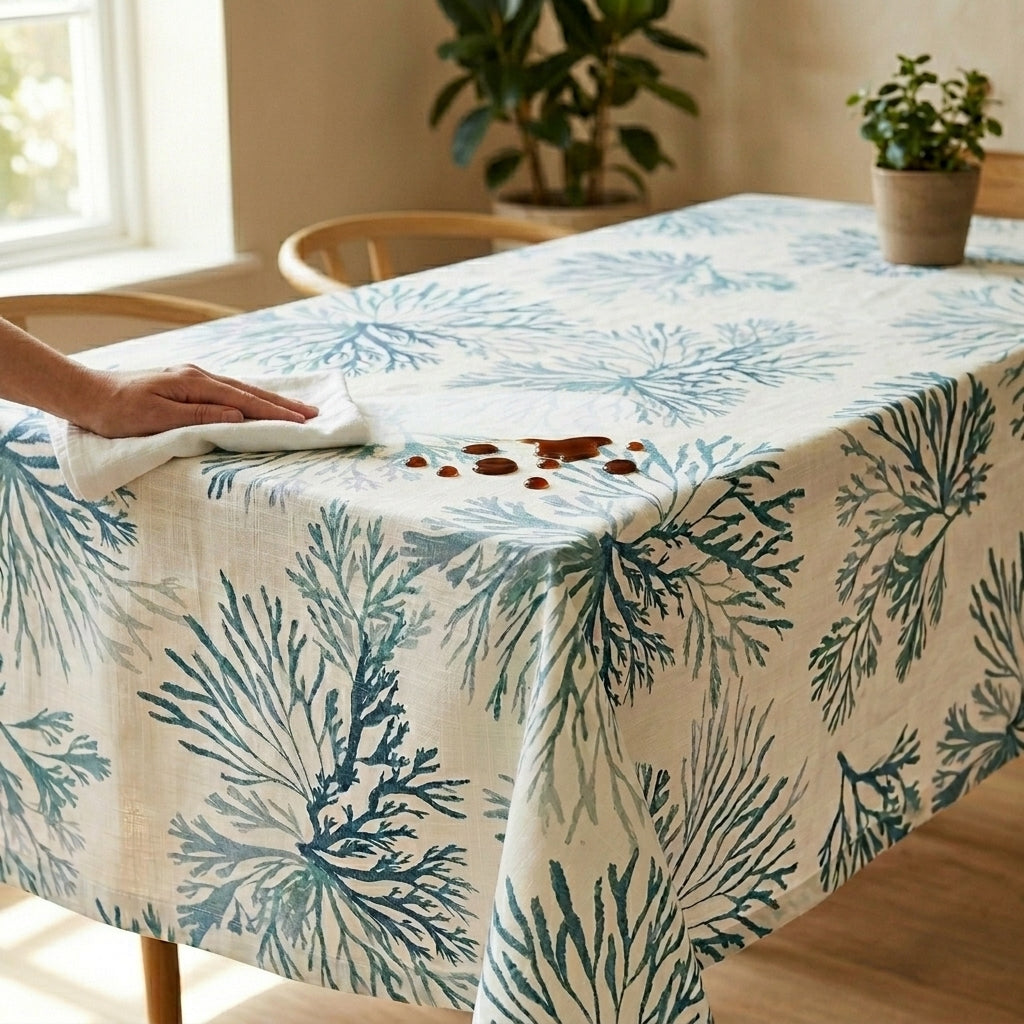 Stain Proof Coral Tablecloth