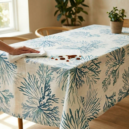 Stain Proof Coral Tablecloth