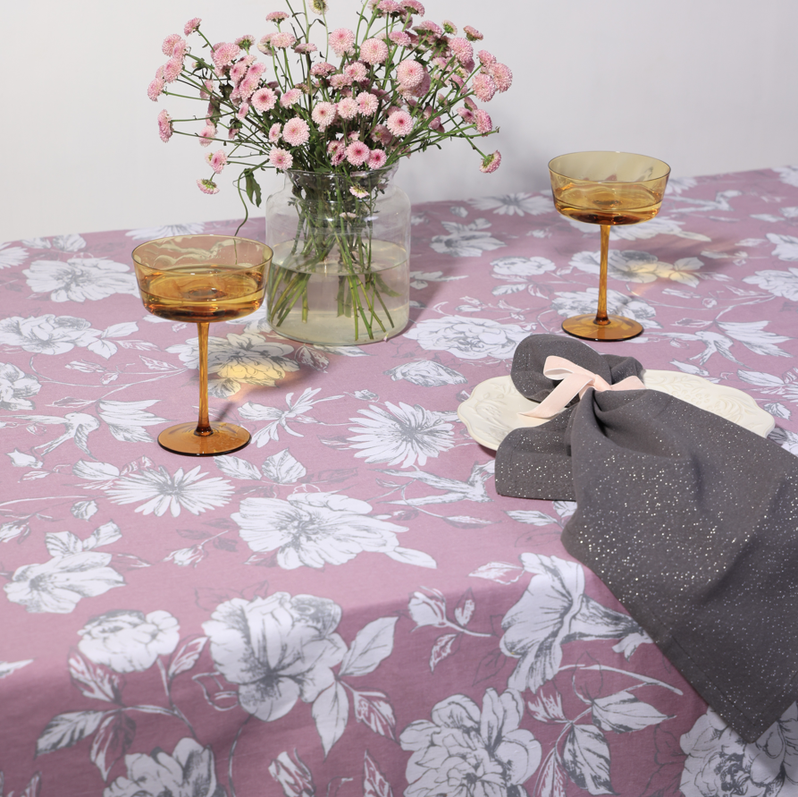 Stain Proof Magna Rose Petal Tablecloth