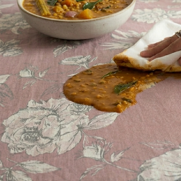 Stain Proof Magna Rose Petal Tablecloth