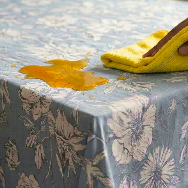 Stain Proof Magna Rose Sky Tablecloth