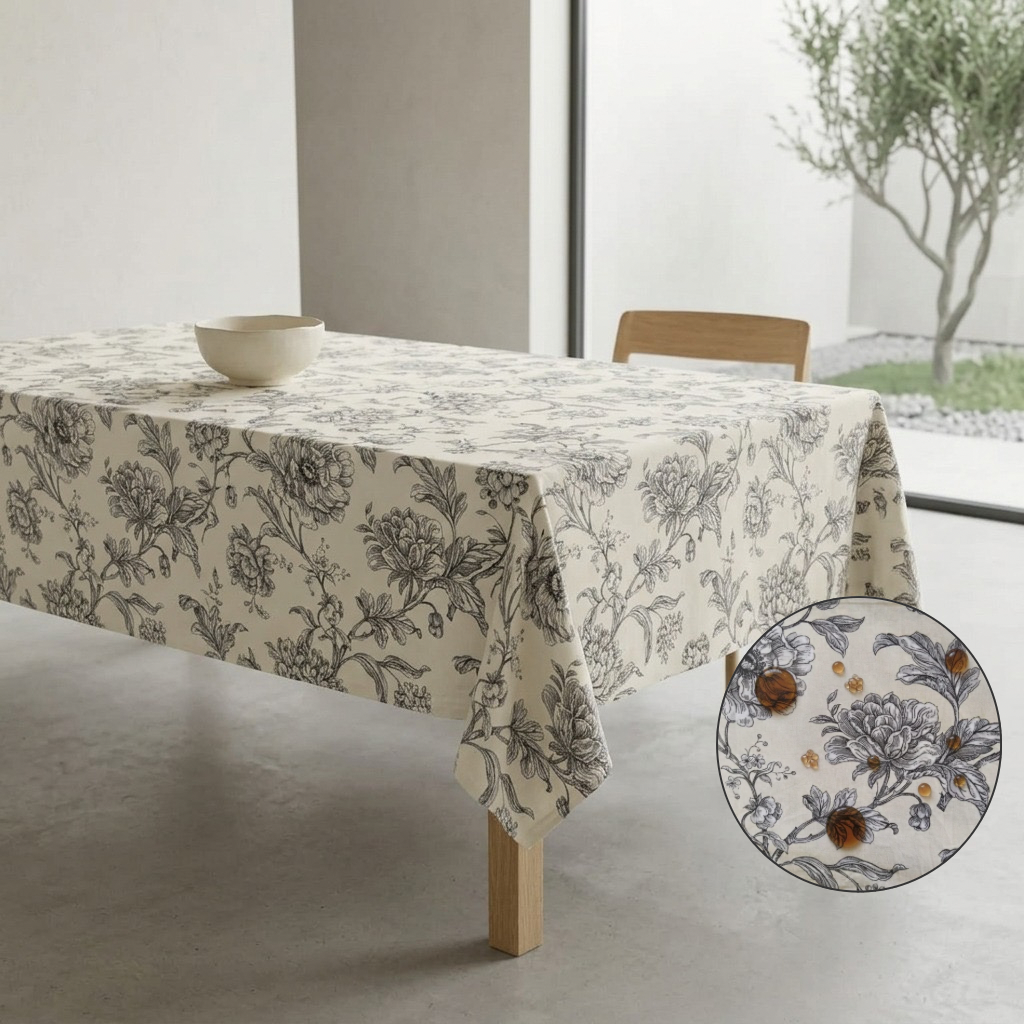 Spill Resistance Imperial Bloom Noir Tablecloth