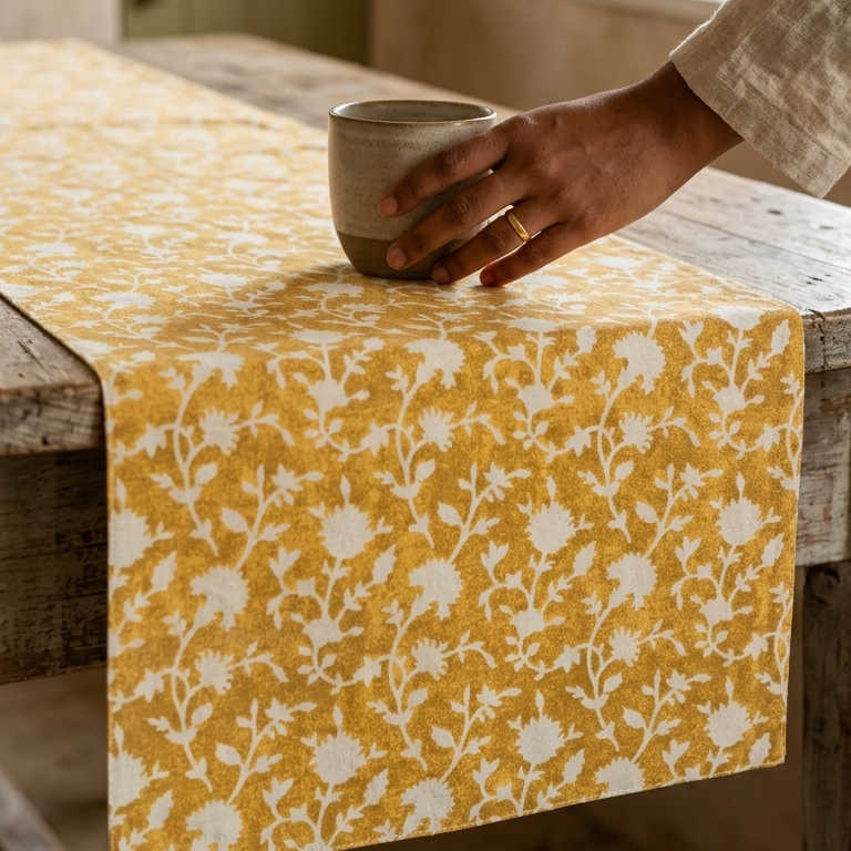 Vintage Bloom Mustard Runner