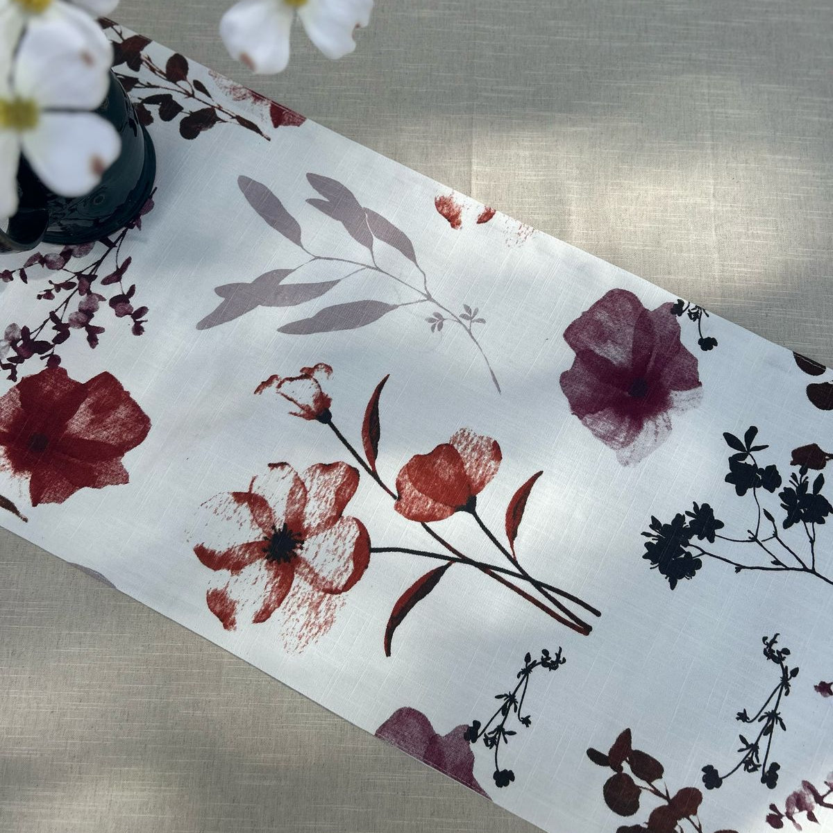 Botanical Bloom Maroon Runner