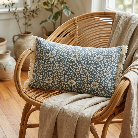 Vintage Bloom Cushion cover - Blue