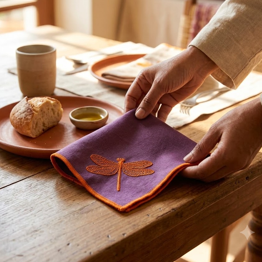 Thumbi Cocktail Napkin- Purple