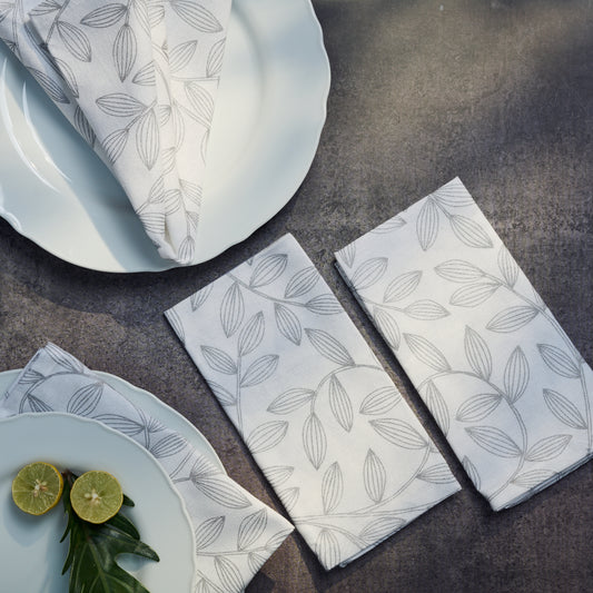 Feuille Silver Festive Napkin