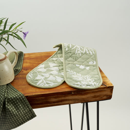 Green fern D mitt - Pot holder