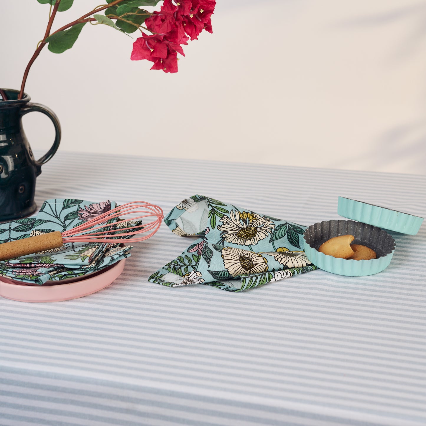 Maharaja Soft Blue Stripe Tablecloth