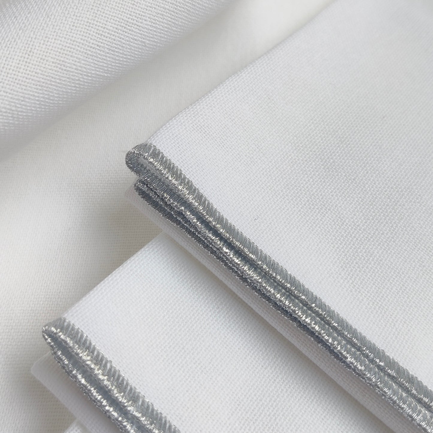 Whimsical Silver white Zari embroidered Napkin