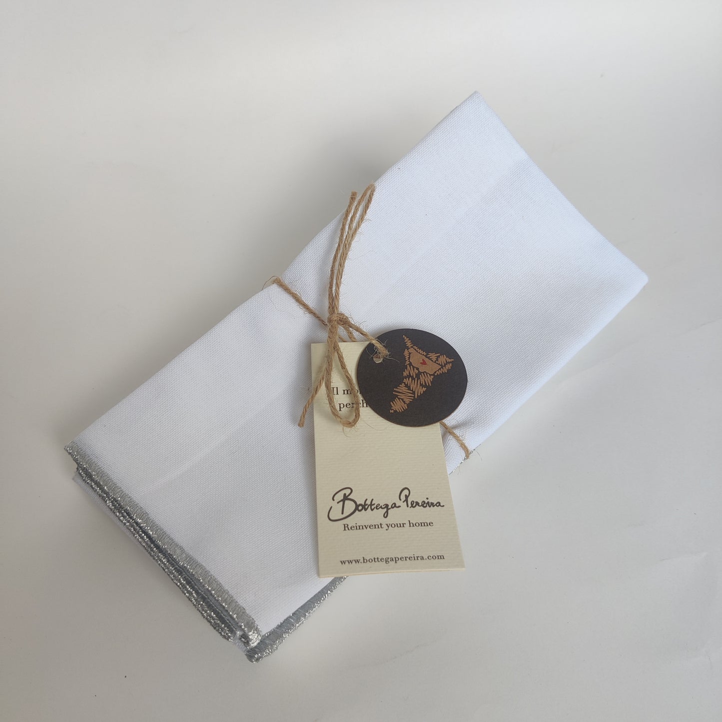 Whimsical Silver white Zari embroidered Napkin